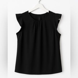 Halogen Black Ruffle Flutter Sleeve Top | Sleeveless Blouse 2X - Career Top!